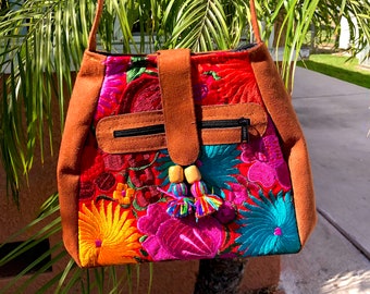 Mexican Embroidered Purse, Mexican crossbody bag, mexican colorful purse