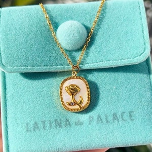 Gold Rose Flower Necklace, Rose Necklace, Rosa Necklace, Gold Rose Pendant, Rose Jewelry