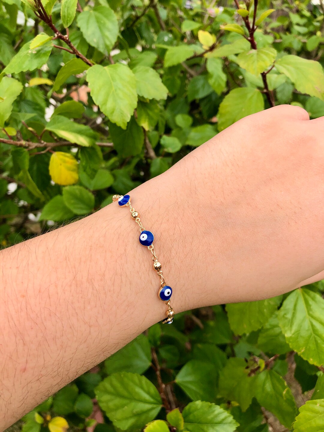 Blue Evil Eye Bracelet, Blue Evil Eye Jewelry, Ojo Bracelet, Gold Evil Eye Bracelet Etsy