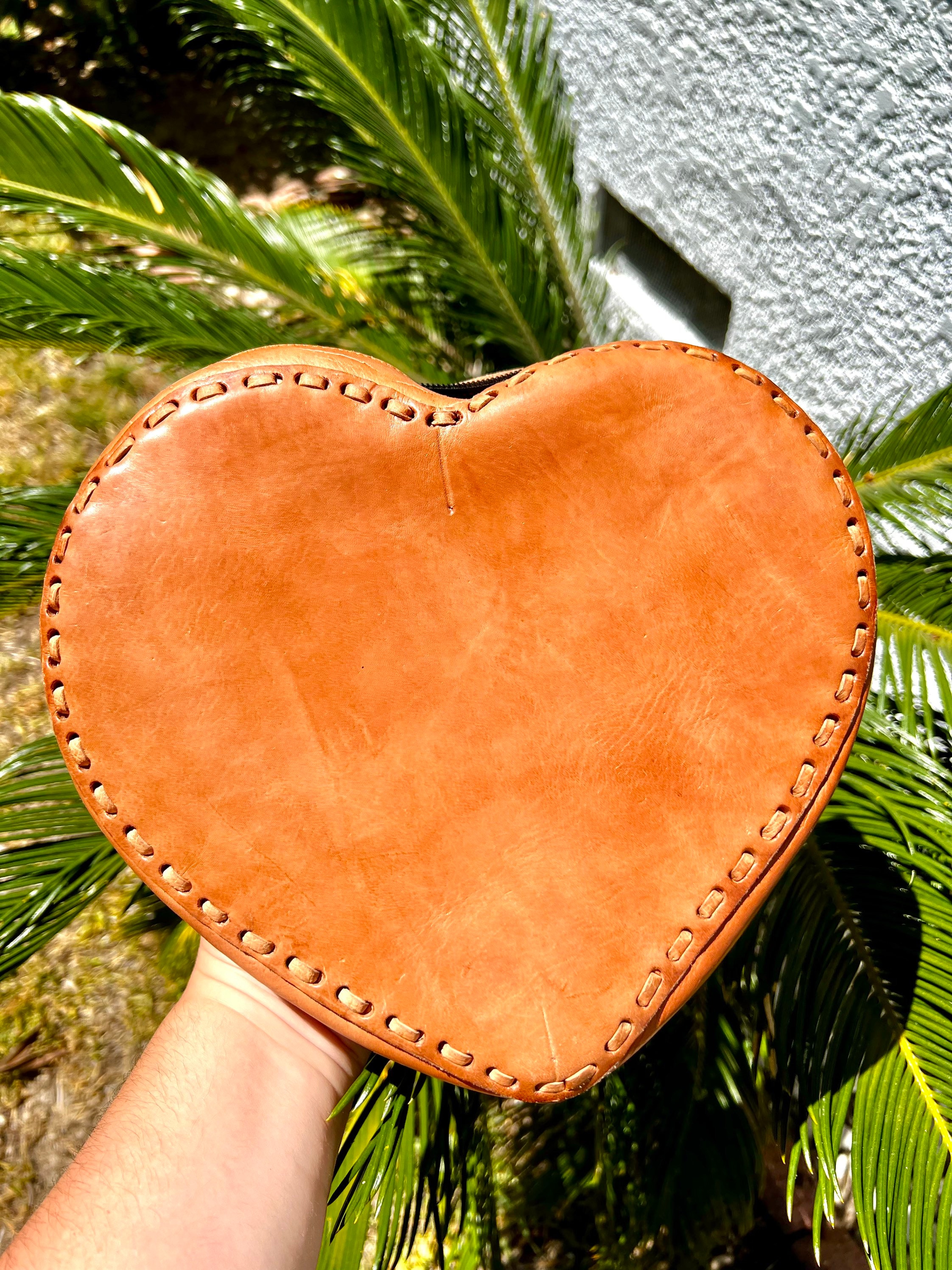 Heart Handmade Genuine Leather Bag Purse Crossbody Hand 