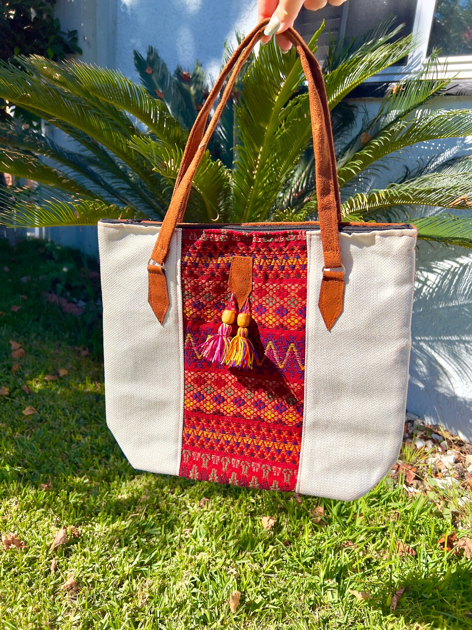 Mexican Embroidered Tote Bag, Tribal Tote Bag, Tote Bag With Pockets ...