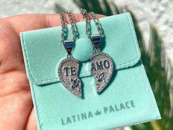 Broken Heart Pendant Te Amo Couple Necklace Te Amo Necklace