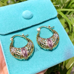 Virgencita aretes de oro plateado