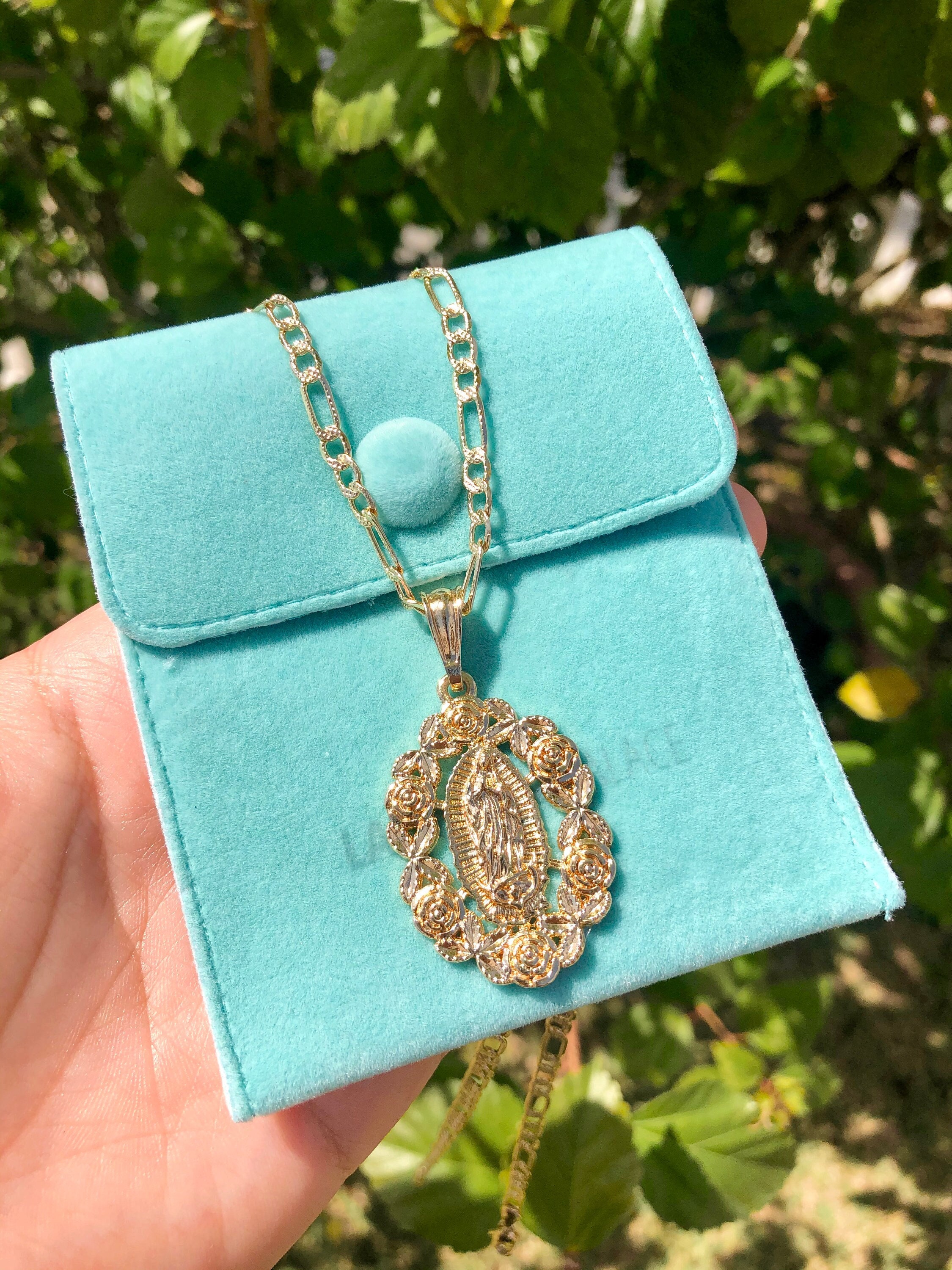 Gold Virgen De Guadalupe Necklace 