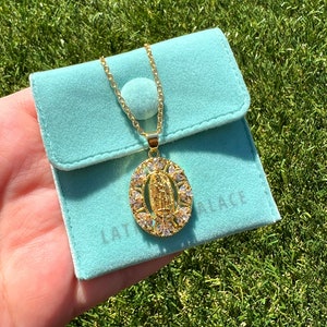 Gouden Virgencita-ketting, gouden Maagd Maria-ketting, Virgencita-sieraden, Virgen de Guadalupe-ketting