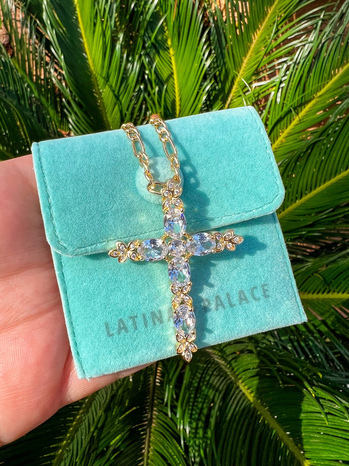 Gold Cross Necklace Religious Cross Necklace Diamond Etsy