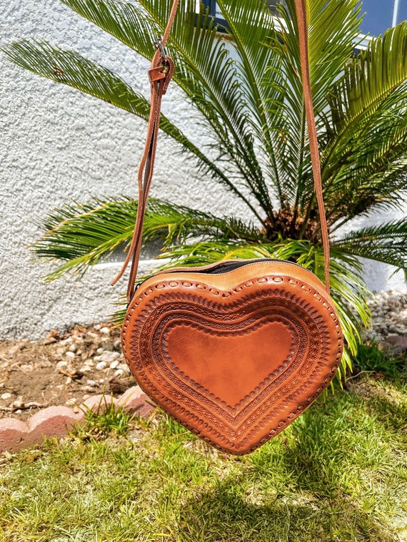 Heart Shaped Purse Heart Leather Purse Corazon Purse 