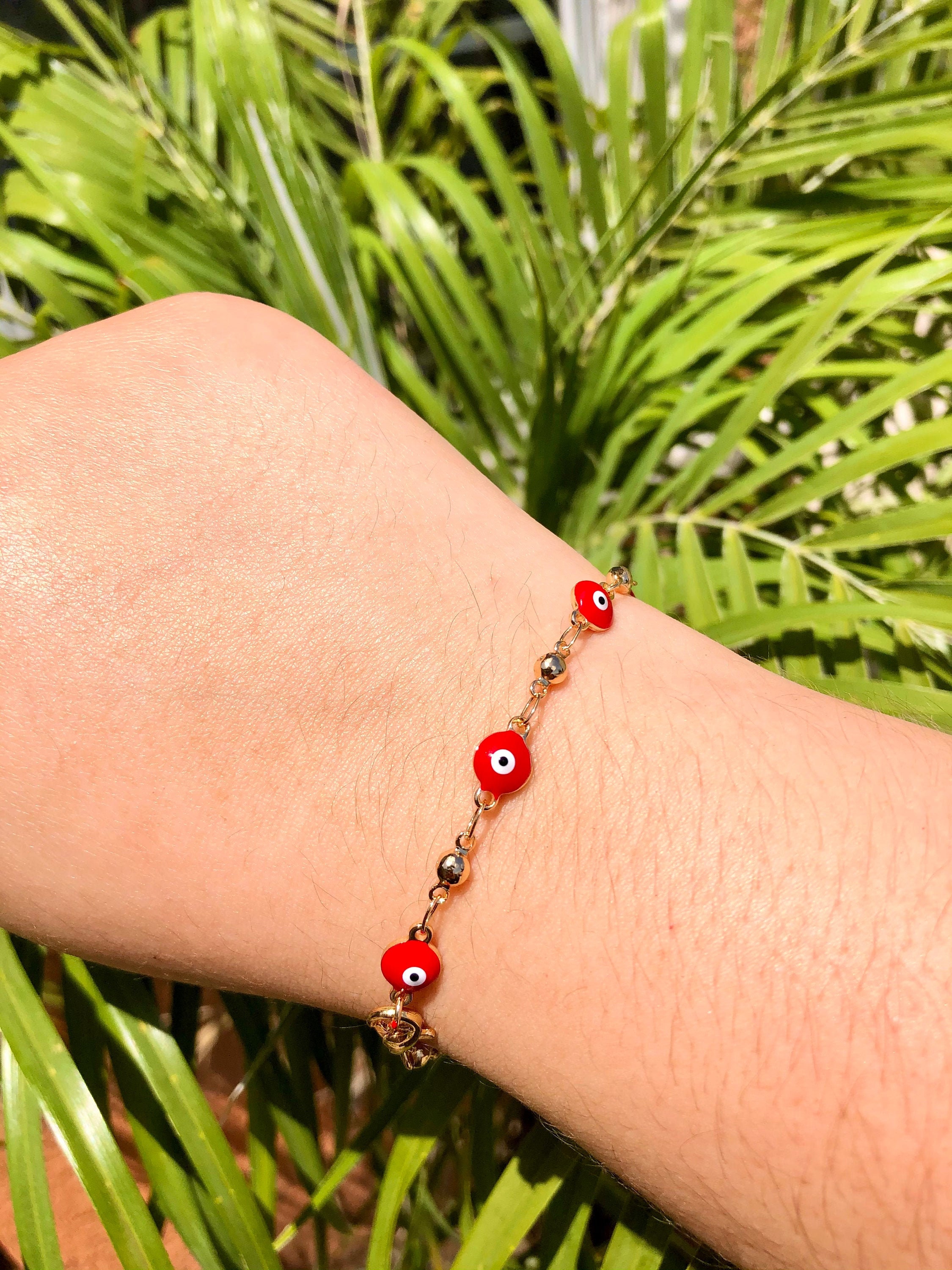 Red evil outlet eye bracelet gold