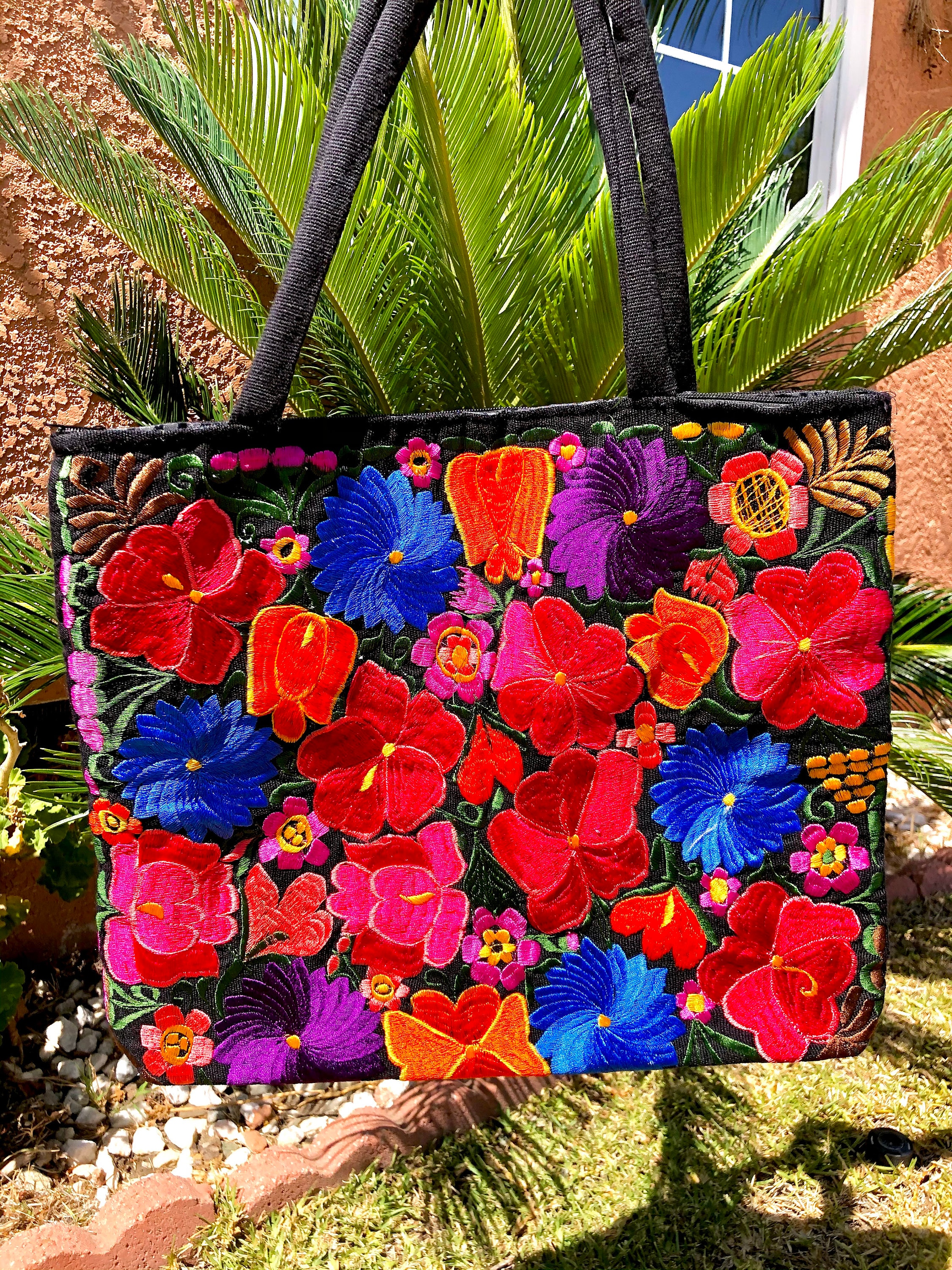 Mexican Embroidered Tote Bag. Floral Tote Bag, Mexican Tote Bag, Tote ...