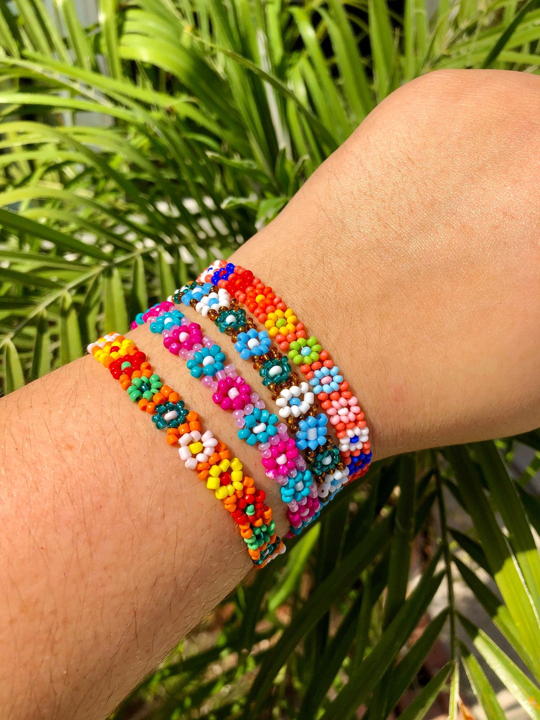 Huichol Bracelet, Mexican Huichol Bracelet, Huichol Flower Bracelet
