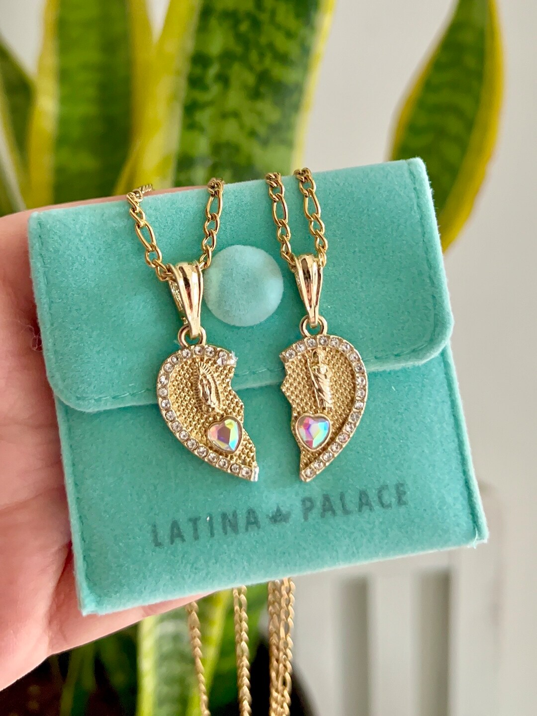 Virgin Mary Necklace, San Judas Necklace, Heart Split Neckace