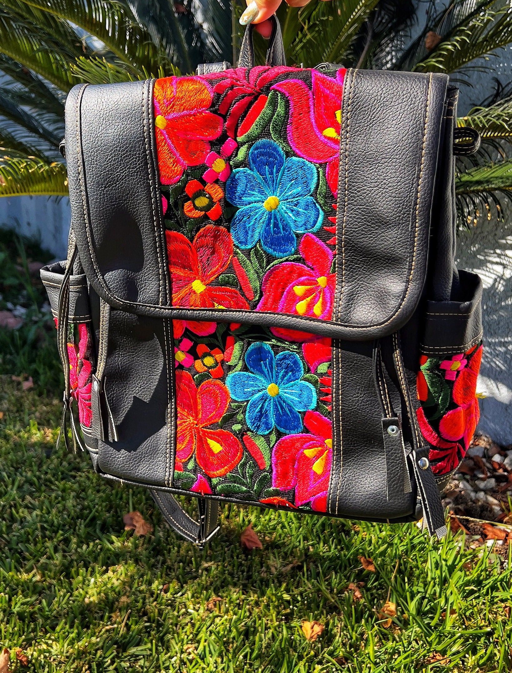 Mexican Backpack, Mexican Embroidered Backpack, Mochila De  display picture 2