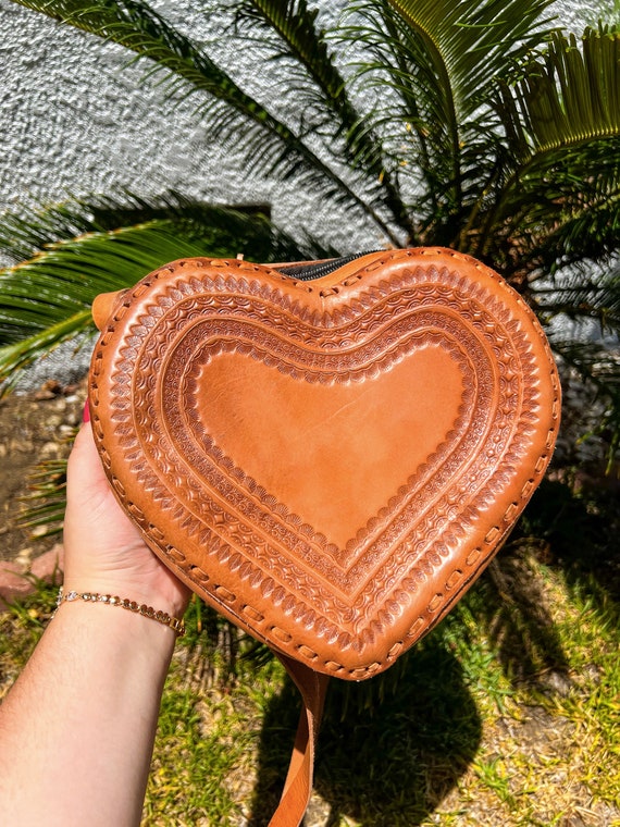 leather heart purse