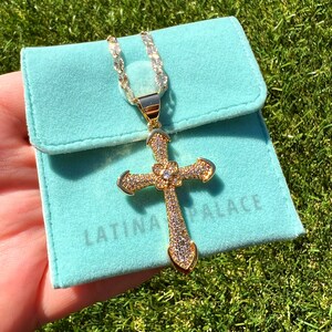 Gold Cross Necklace, Cross Necklace, Zirconia Cross Necklace, Religious Cross Necklace