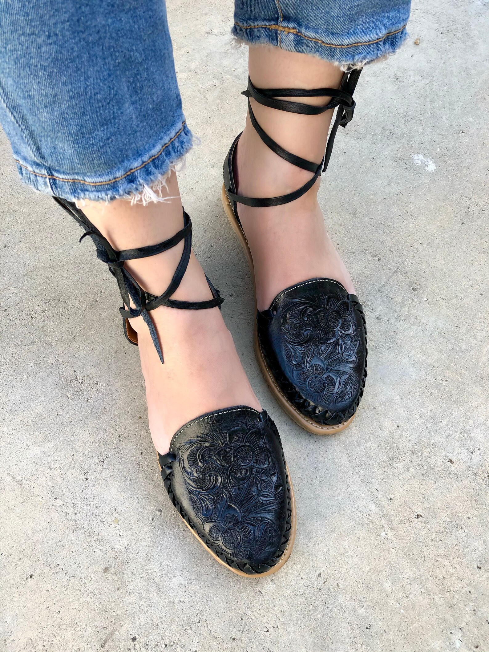 Black huaraches women Black huarache sandals black leather | Etsy