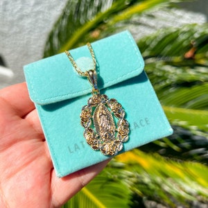 Gouden Virgen De Guadalupe ketting, Virgencita ketting, vergulde Virgen Maria Cadena