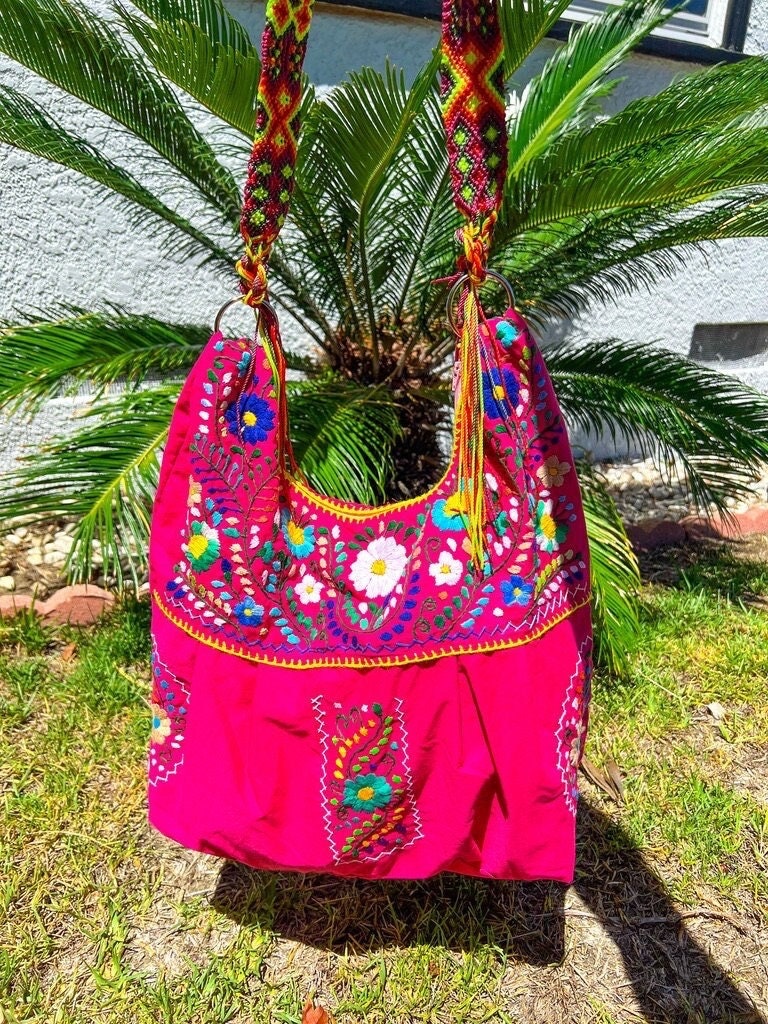 Mexican Embroidered Floral Big Purse Shoulder – The Little Pueblo