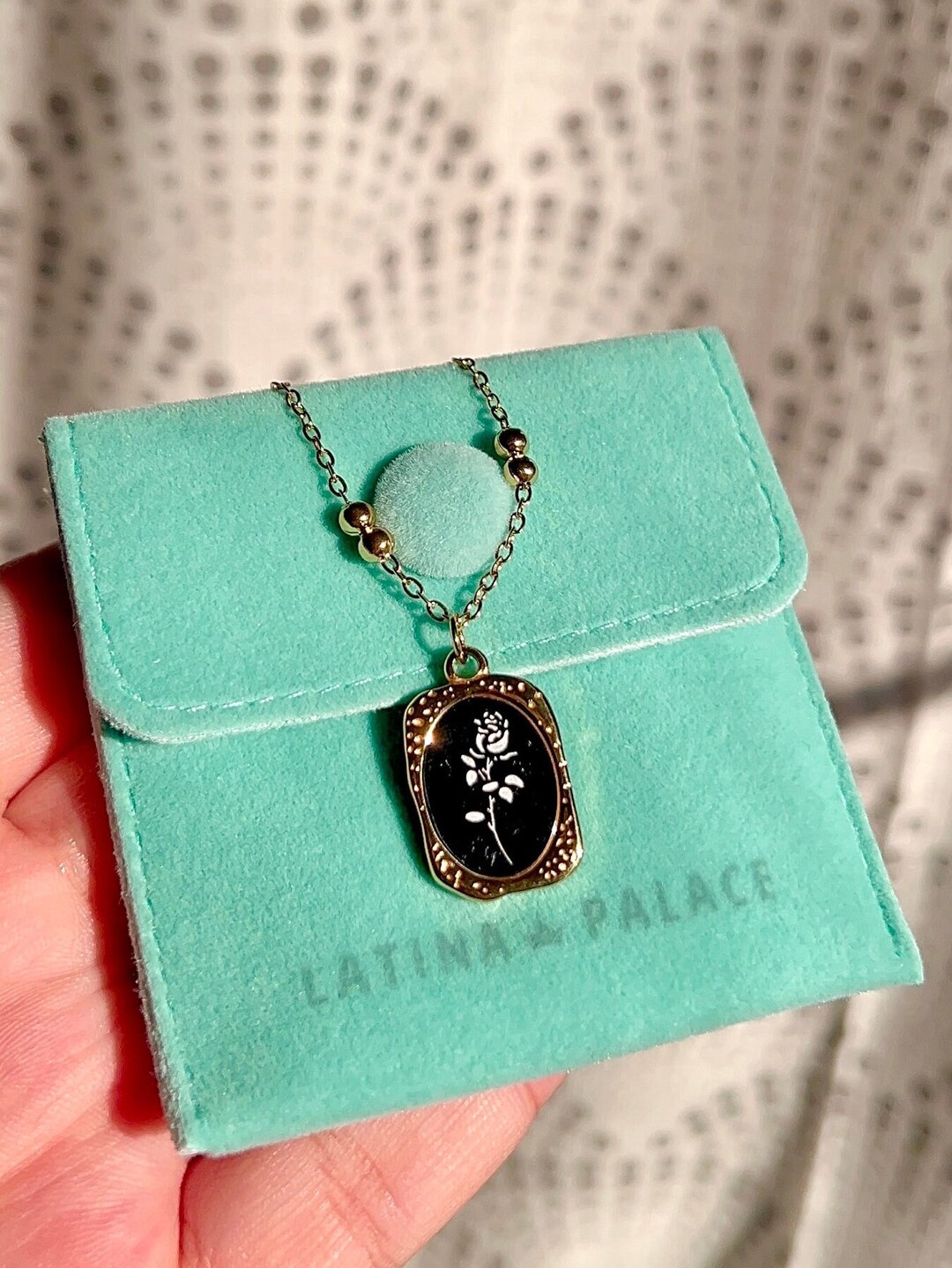 Gold Rose Flower Necklace, Rose Necklace, Rosa Necklace, Gold Rose