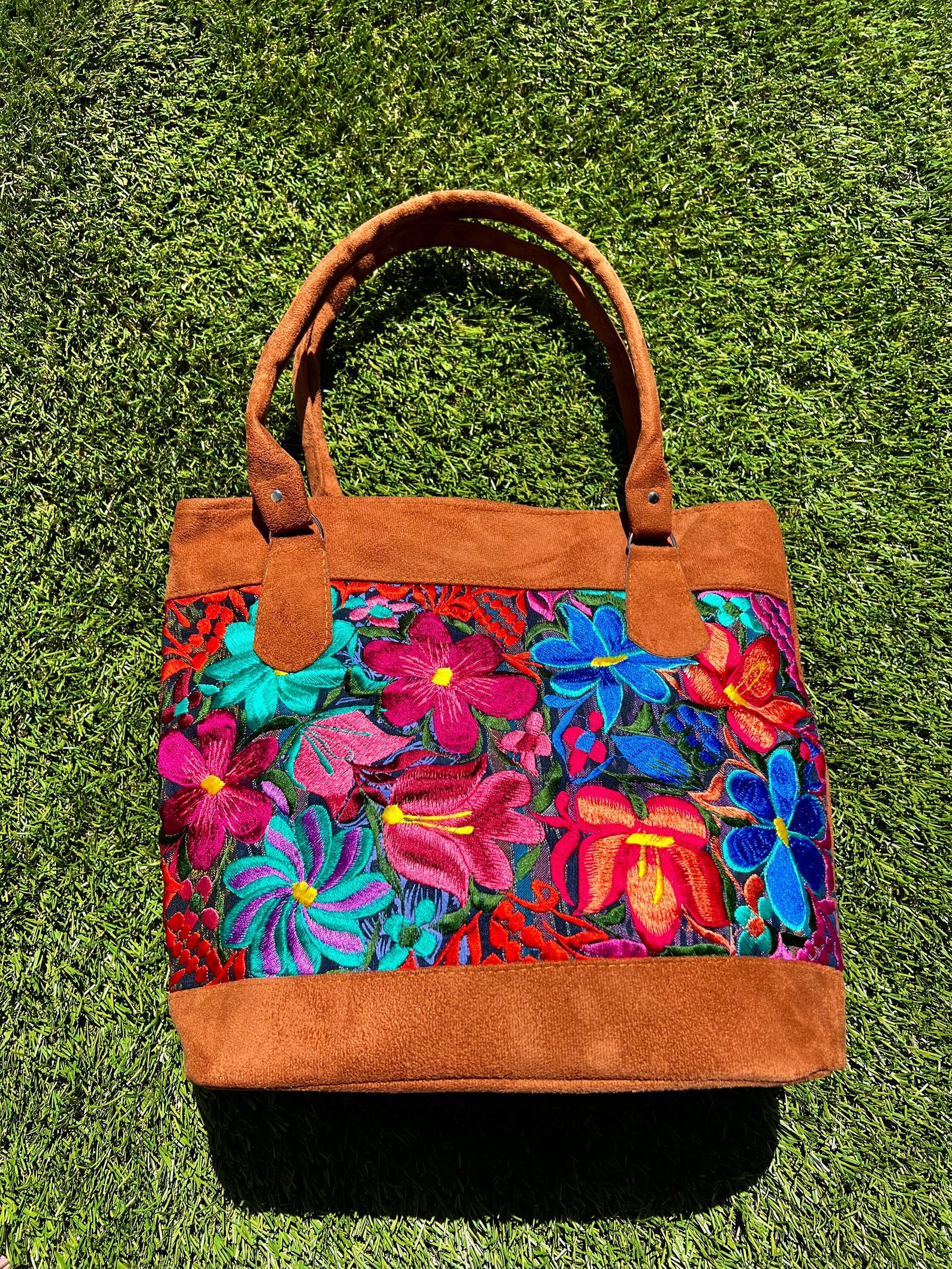 Mexican Embroidered Tote Bag, Floral Tote Bag, Tote Bag With Pockets ...