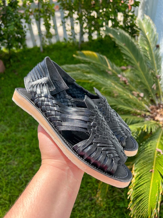 Huarache Pachuco Black Pachuco Huaraches Mexicanos Black Huaraches Black Mexican Sandals Mexican Sandals Etsy