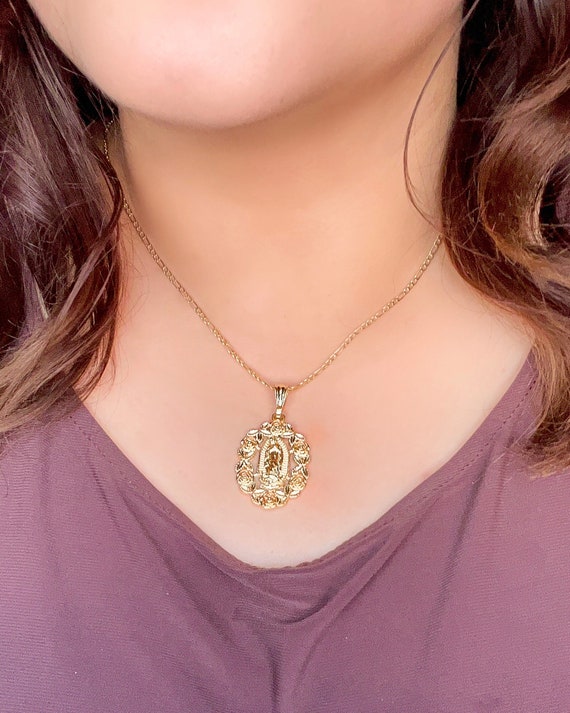 Our Lady of Guadalupe Gold Necklace. Gold Filled. Virgen De