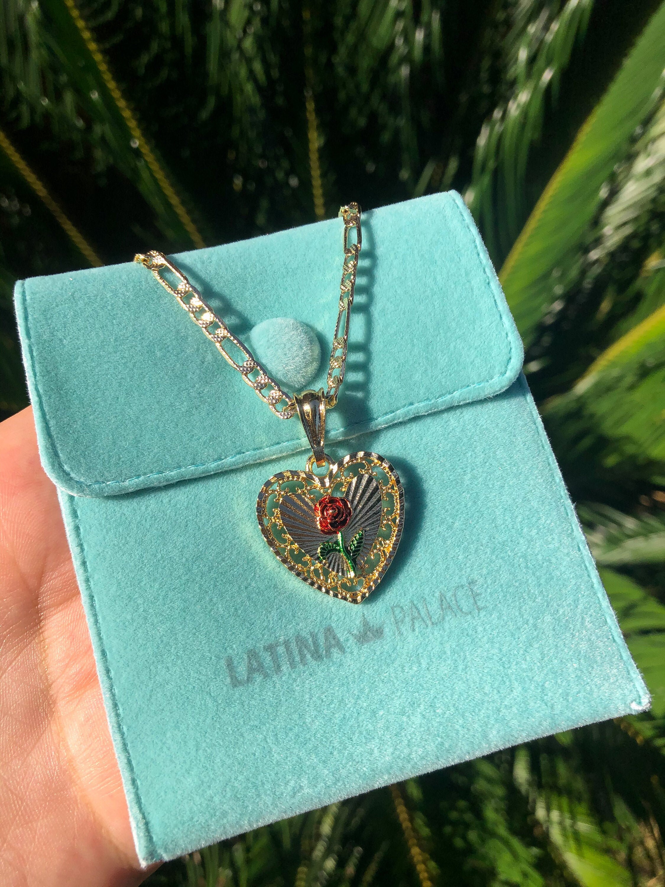 Rose Necklace, Gold Rose Necklace, Red Rose Necklace, Rose