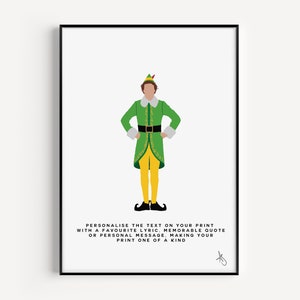 Wydruk inspirowany elfami | Film, Boże Narodzenie, Plakat, Prezent, Dzieci, Przyjaciel, Niestandardowy, Świąteczny, Will Ferrell, Spersonalizowany | Dostępny w formacie A5, A4 lub A3.