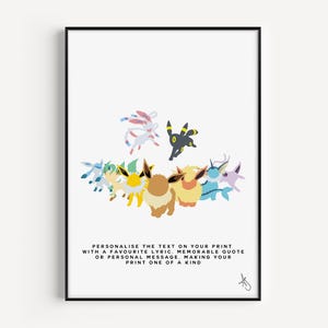 Stampa/Poster ispirato all'evoluzione di Pokémon Eevee, Giochi, Regalo, Personalizzato, Carino, Giappone, Carte, Collezionabile/Disponibile nei formati A5, A4 o A3.