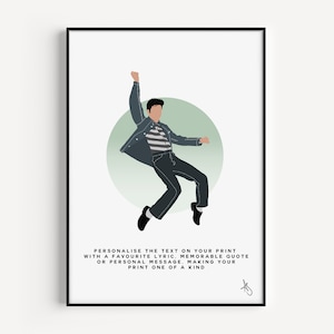 Op Elvis Presley geïnspireerde print | Muzikant, muziek, kunst aan de muur, Jailhouse Rock, Hound Dog, op maat, gepersonaliseerd | Verkrijgbaar in A5, A4 of A3.