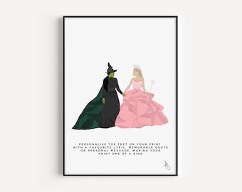 Op Wicked geïnspireerde print | Film, cadeau, poster, muurkunst, Ariana Grande, Elphaba, voorgoed, musical, gepersonaliseerd | Verkrijgbaar in A5, A4 of A3.