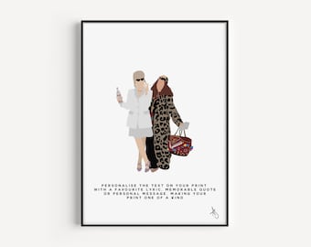 Absolutely Fabulous Inspired Print | TV, Patsy Stone, Gift, Poster, Wall Art, Ab Fab, Personalised, Custom | Available in A5, A4 or A3.