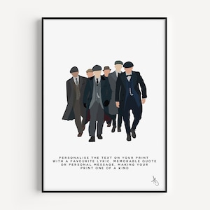 Op Peaky Blinders geïnspireerde print | TV, Tommy Shelby, Cillian Murphy, poster, muurkunst, gepersonaliseerd, op maat | Verkrijgbaar in A5, A4 of A3.