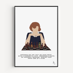 Der Queen&#39;s Gambit inspirierte Druck | TV, TV, TV, Schach, Geschenk, Poster, Wandkunst, Beth, Individuell, Personalisiert | Erhältlich in A5, A4 oder A3.
