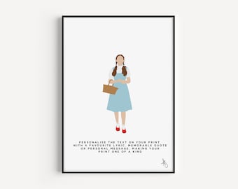 Op de tovenaar van Oz geïnspireerde print | Film, Film, Cadeaus, Poster, Dorothy, Toto, Schattig, Op maat, Gepersonaliseerd | Verkrijgbaar in A5, A4 of A3.