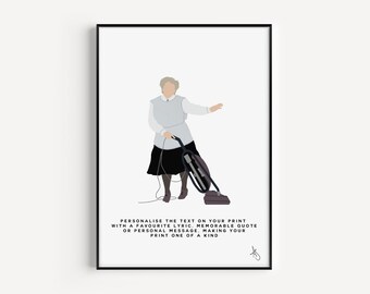 Op mevrouw Doubtfire geïnspireerde print | Film, film, cadeaus, poster, kunst aan de muur, filmcitaat, op maat, gepersonaliseerd | Verkrijgbaar in A5, A4 of A3.