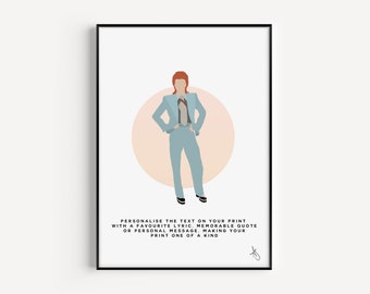 David Bowie Inspired Print | Musician, Music, Wall Art, Heroes, Starman, Gifts, Custom, Personalised | Available in A5, A4 or A3.