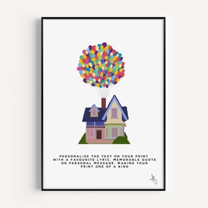 Up Inspired Print | Movie, Film, Kids, Cartoon, Children, Nursery, Poster, Wall Art, Custom, Personalised | Available in A5, A4 or A3.