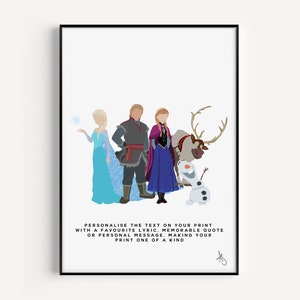 Impresión inspirada en Frozen / Película, Niños, Regalo, Elsa, Olaf, Póster, Arte de pared, Anna, Personalizado, Interior / Disponible en A5, A4 o A3.