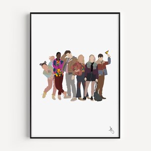 May include: A digital illustration of six people, five women and one man, standing together. The people are wearing colorful clothing and are smiling. The illustration is in a minimalist style and is set against a white background.