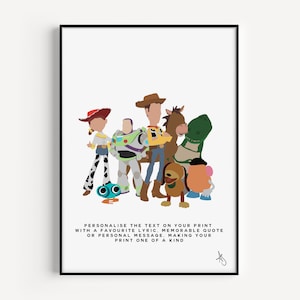Impresión inspirada en Toy Story / Película, Niños, Niños, Dibujos animados, Regalo, Póster, Arte de pared, Woody, Personalizado, Personalizado / Disponible en A5, A4 o A3.