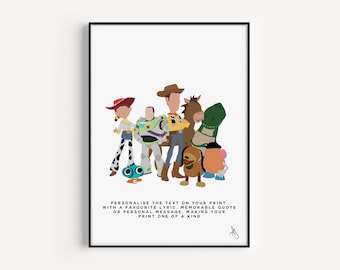 Toy Story Inspired Print | Movie, Kids, Children, Cartoon, Gift, Poster, Wall Art, Woody, Custom, Personalised | Available in A5, A4 or A3.