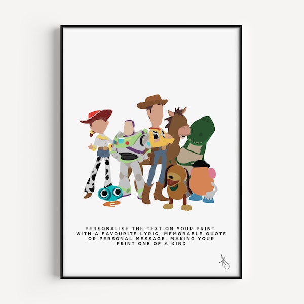 Toy Story Inspired Print | Movie, Kids, Children, Cartoon, Gift, Poster, Wall Art, Woody, Custom, Personalised | Available in A5, A4 or A3.