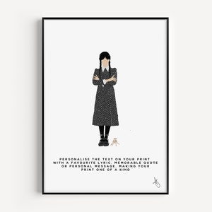 Wednesday Inspired Print | TV Show, Jenna Ortega, Addams, Poster, Wall Art, Netflix, Custom, Personalised, Gift | Available in A5, A4 or A3.
