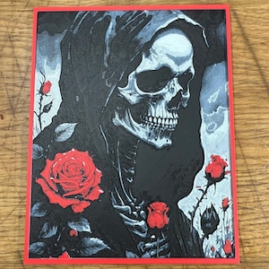 Santa Muerte 2 (Small, Grey, Red, Black, Silk White) 3D Picture offering or gift 6 1/2 inches tall X 5 1/2