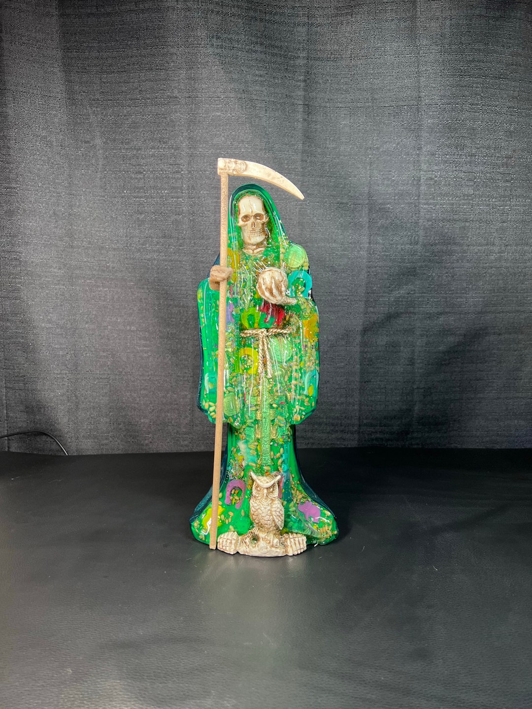 11 Inch Hand Painted Galaxy Green Santisima Muerte/holy Death - Etsy