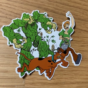 Dooby and Shwaggy escape from the Nug Monster  Sticker  - Glossy/Matte Die Cut Vinyl Sticker