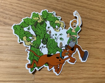 Dooby and Shwaggy escape from the Nug Monster  Sticker  - Glossy/Matte Die Cut Vinyl Sticker