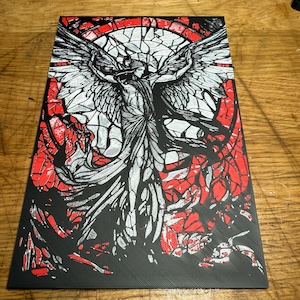 Lucifer Mosaic (Matte Red, Silk White, Shiny Silk Silver and Black) 3D Picture offering or gift 6 inches Wide X 9 Inches Tall