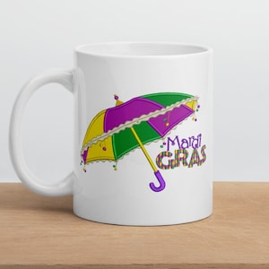 Mardi Gras Tasse, Regenschirm Mardi Tasse, Unisex Tasse, Freunde Tasse, Happy Mug, Liebhaber Tasse, Freund Tasse