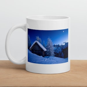 Snowy Mountains Mug, Coffee Mug, 11oz ceremic Mug, Snowy Mountain Skiing, Alpine Ski Mug, Cute Mountain Mug, Bday Present, Xmas Mug Gift,